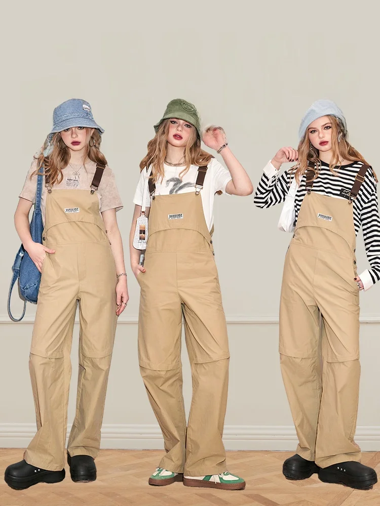American Sle Gerade Bein Overalls frauen Casual Arbeitskleidung Frühling Neue Sle ket Detail l Taille Baumwolle 00%