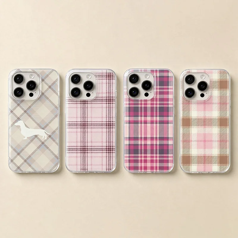 Y2K Plaid Gingham Clear Phone Case For Samsung Galaxy S26 S23 S22 S24 S25 Ultra Plus FE A27 A17 A36 A37 A55 A16 A26 A56 Case