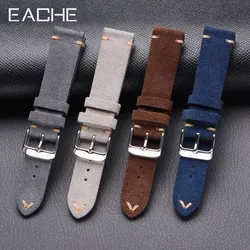 EACHE High Quality Suede Leather Watch Straps For Watch Accessories Vintage Watchbands Men Replacement Strap 18mm 20mm 22mm