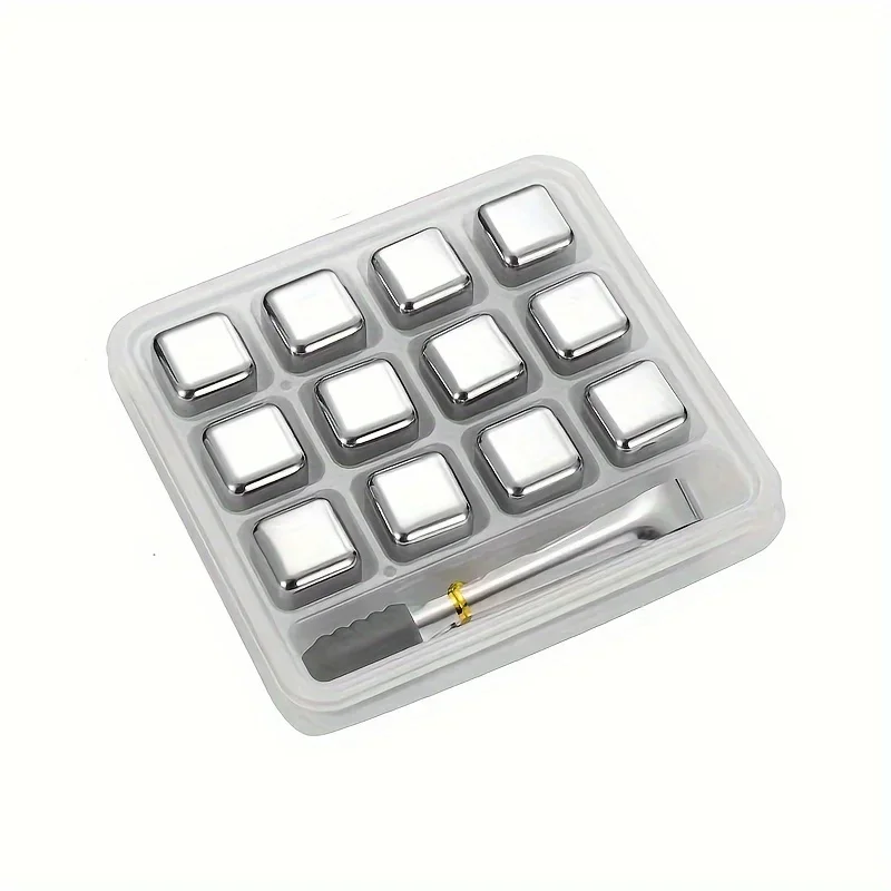 304 Stainless Steel Ice Cubes Set Reusable Chilling Stones for Whiskey Wine Wine Cooling Cube Chilling Rock Party Bar Tool