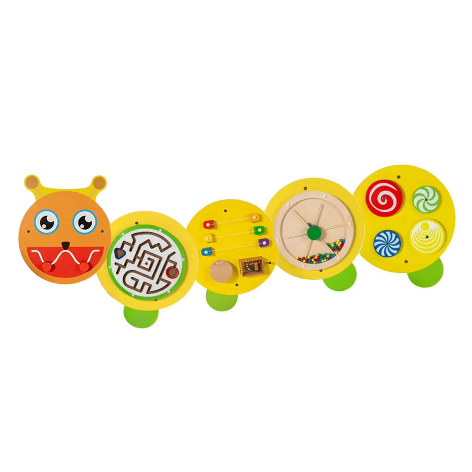 

Caterpillar Montessori Busy Board Wall Decoration Learning Toys Wooden for Boys and Girls Children's Daycare Toddler Playroom