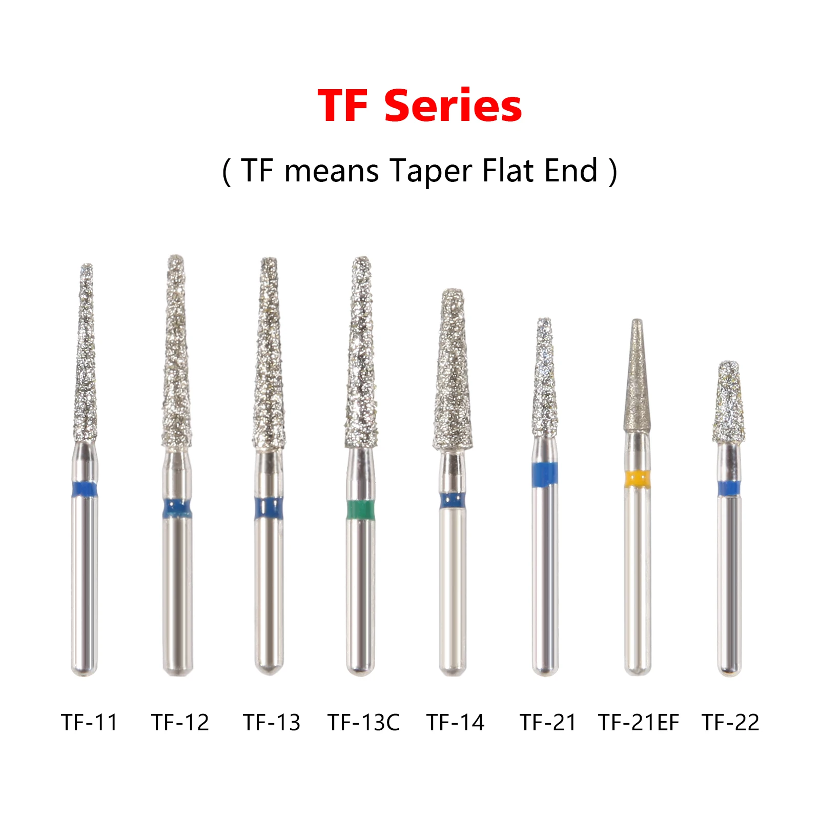 Brocas de Diamante Dentárias para Polimento De Dentes, Material De Aço Inoxidável, Alta Velocidade Handpiece, Diâmetro 1.6mm, 5Pcs por Caixa
