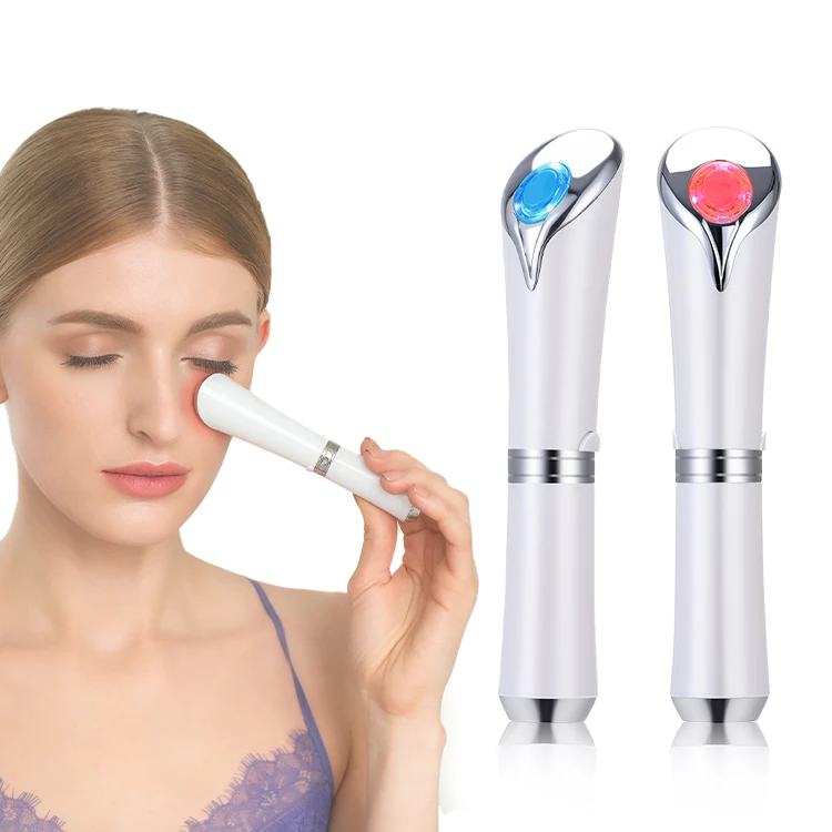 การออกแบบใหม่ล่าสุด Mini นวดผิวหน้าความงามต่อต้านริ้วรอย Wand ความร้อนสีฟ้าสีแดง Treatment Eye Massage ปากกาอุปกรณ์