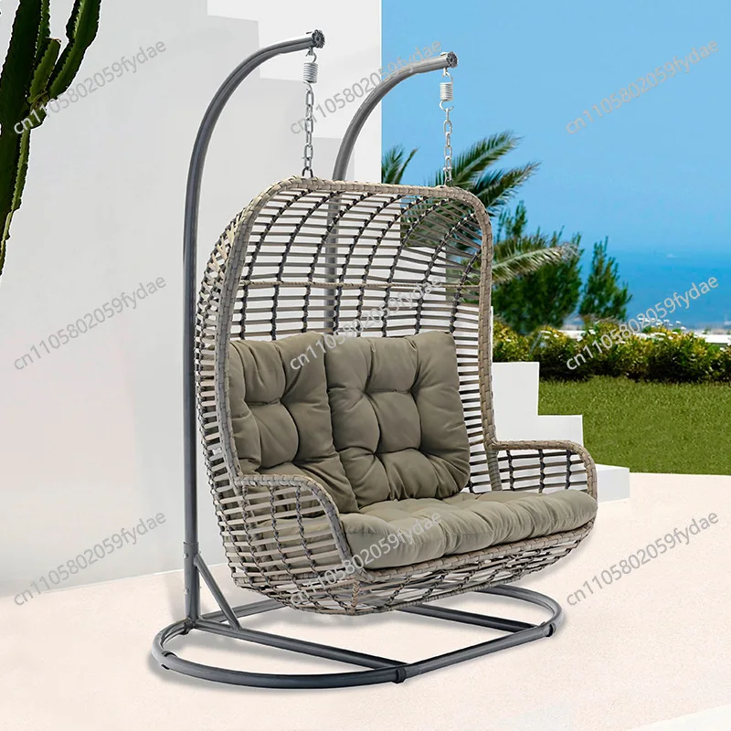 Outdoor swing hanging basket rocking chair couple double hanging chair courtyard leisure balcony garden furniture