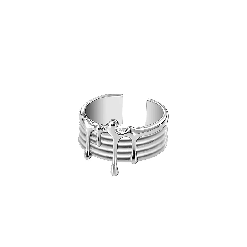 

Vintage Fashion Personality Fluid Open Ring Men's Hip-hop Punk Gothic Open Ring Banquet Jewelry Accessories Gift