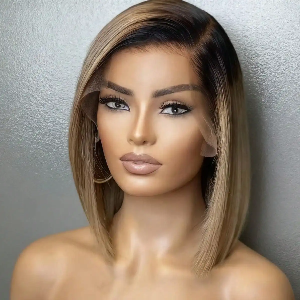 

Ombre Blonde Bob Straight Lace Front Wigs Human Hair for Women 180 Density 13x4 Lace Front Wigs Human Hair Glueless Pre Plucked