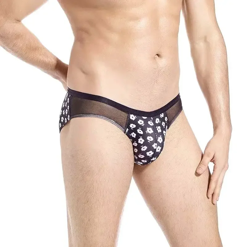 Mutandine da uomo con fiori U Custodia convessa Slip Spettacolo dal vivo Danza Festa privata Costumi BF Harajuku
