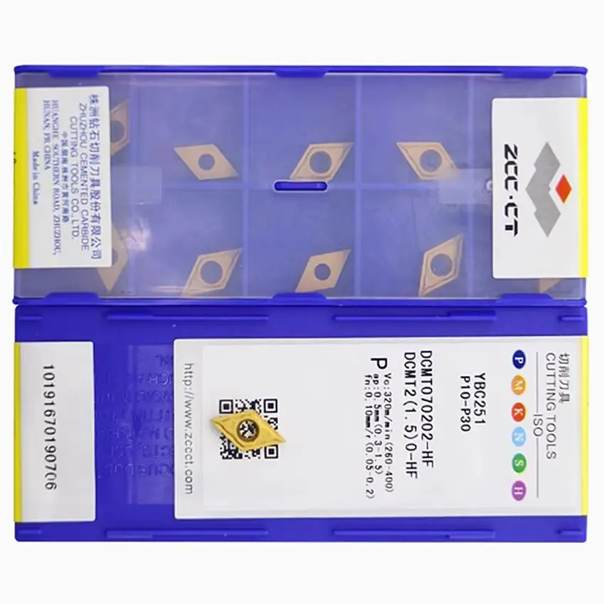 

DCMT070202-HF YBC251/DCMT070202-HF YBC252/DCMT070202-HF YBG202/DCMT070202-HF YBC152 ZCC.CT CNC carbide turning inserts 10pcs/box