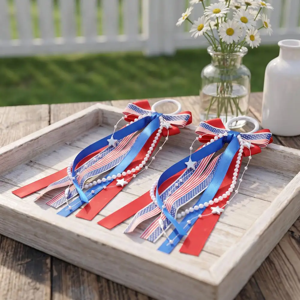 Sweet Style Ribbon Ornaments Boot Charms for Women Patriotic Ribbon Bow Boot Charms with Lace Plaid Striped Cowboy Boot