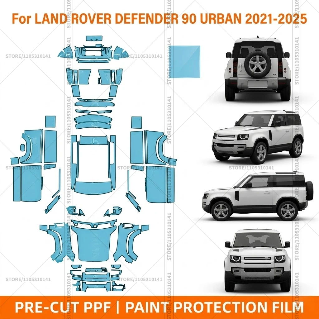 

Pre-Cut Paint Protection Film PPF Transparent Protector Automotive Clear Bra Car Film For Land Rover Defender 90 Urban2021-2025