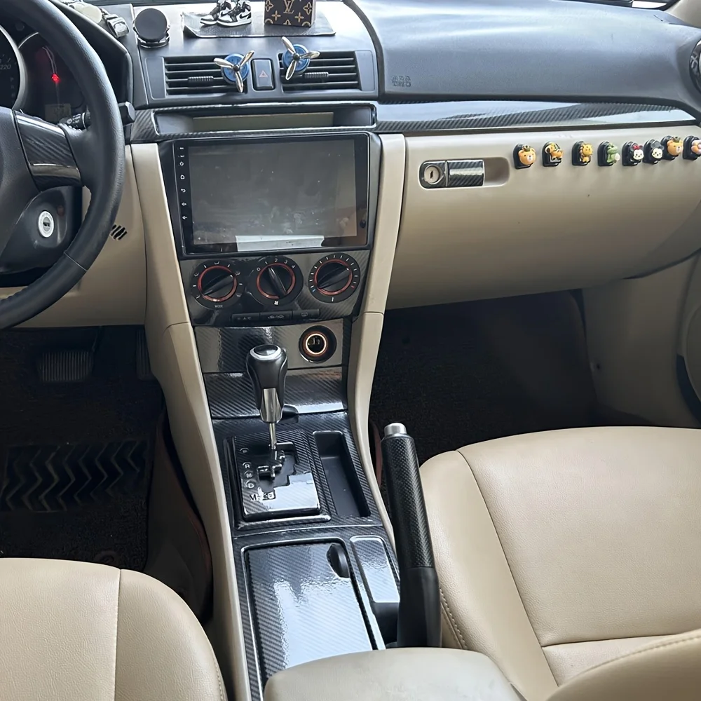 

For MAZDA 3 BK 2003-2009 Interior Central Control Panel Door Handle 5D Carbon Fiber Stickers Decals Car styling Accessorie