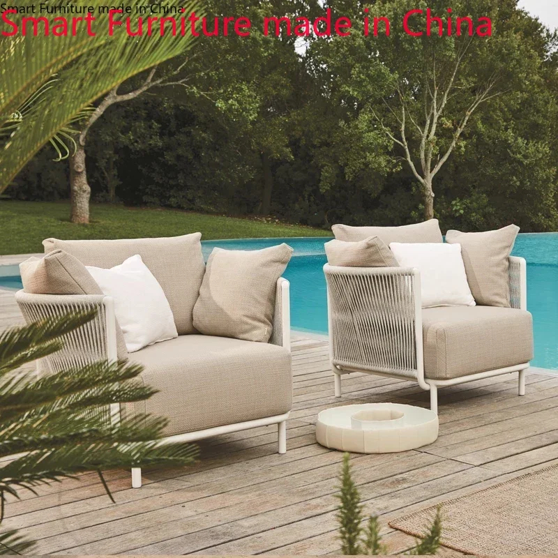 Outdoor sofa, courtyard, outdoor balcony, leisure coffee table combination, outdoor rattan chairs, rattan weaving villa,