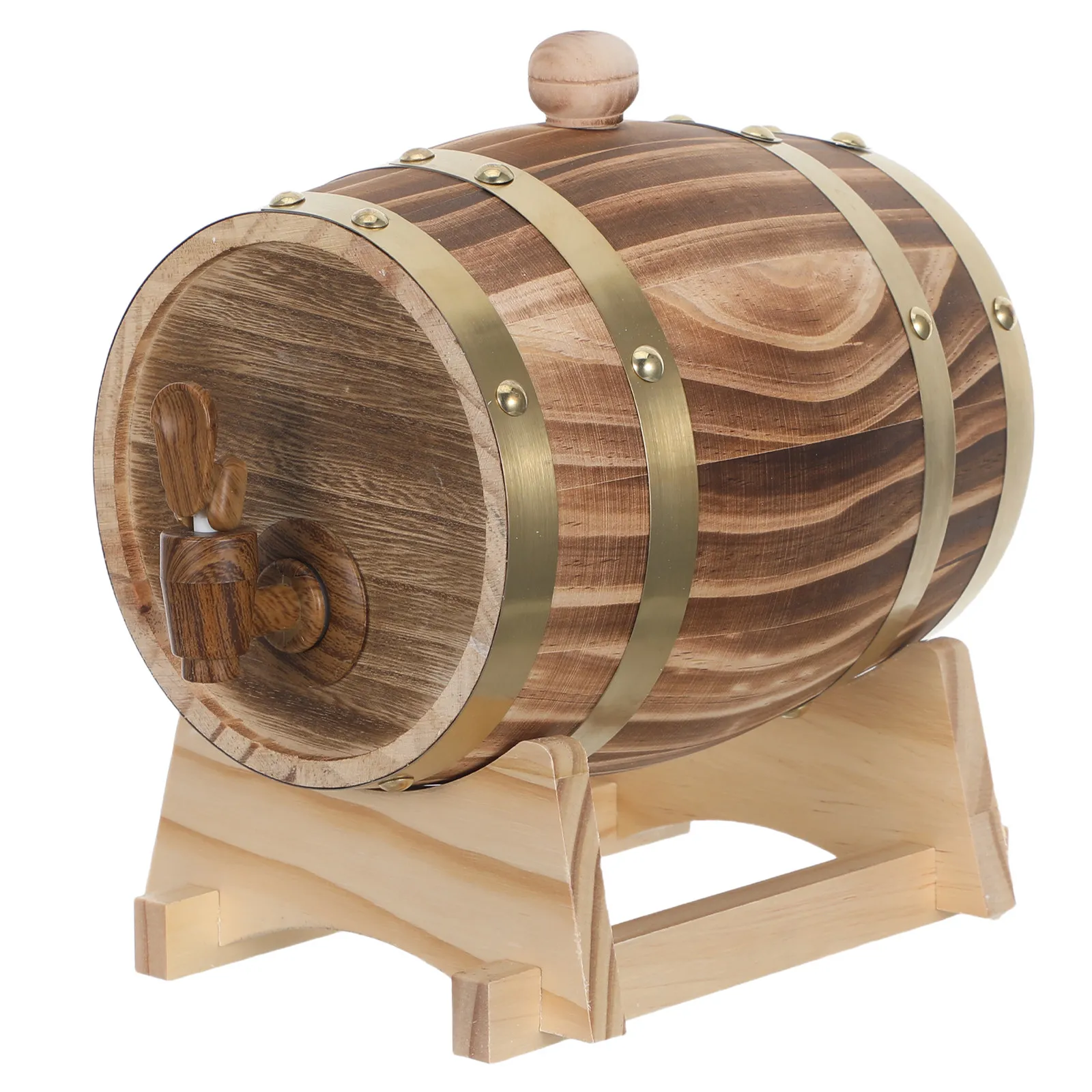 Oak Aging Barrel Coffee Finish Mini Whiskey Barrel Tap Dispenser Home Alcohol Dispenser Rustic Tabletop Decor 5L