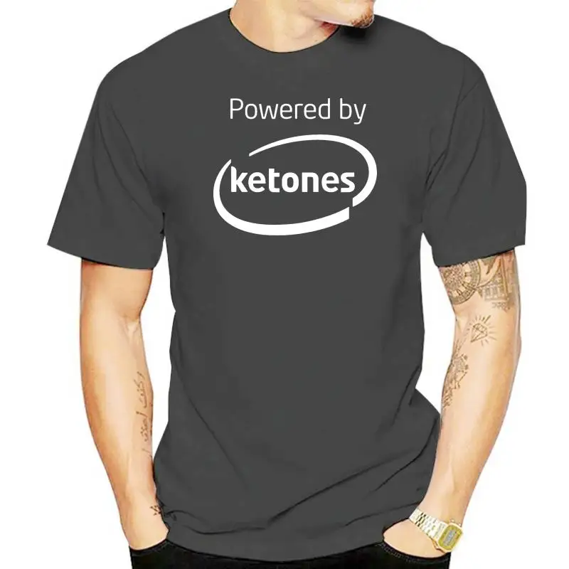 Keto T Shirt Powered By Ketones T-Shirt Men Letter Print Casual Short Sleeve Tee Shirt Streetwear Summer Male Cotton T Shirts