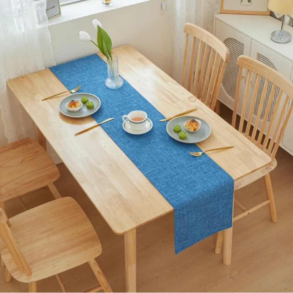 Thick Linen Solid Color Light Luxury Boxer Table Runner Home Decor Office Conference Dining Tables Decoration Accessories