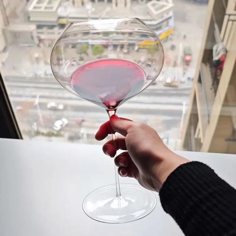 940ML Ultra-thin Large Capacity Peach Heart High-Footed Glass Burgundy Wine Glass Crystal Glass High-footed Red Wine Glass 2pcs