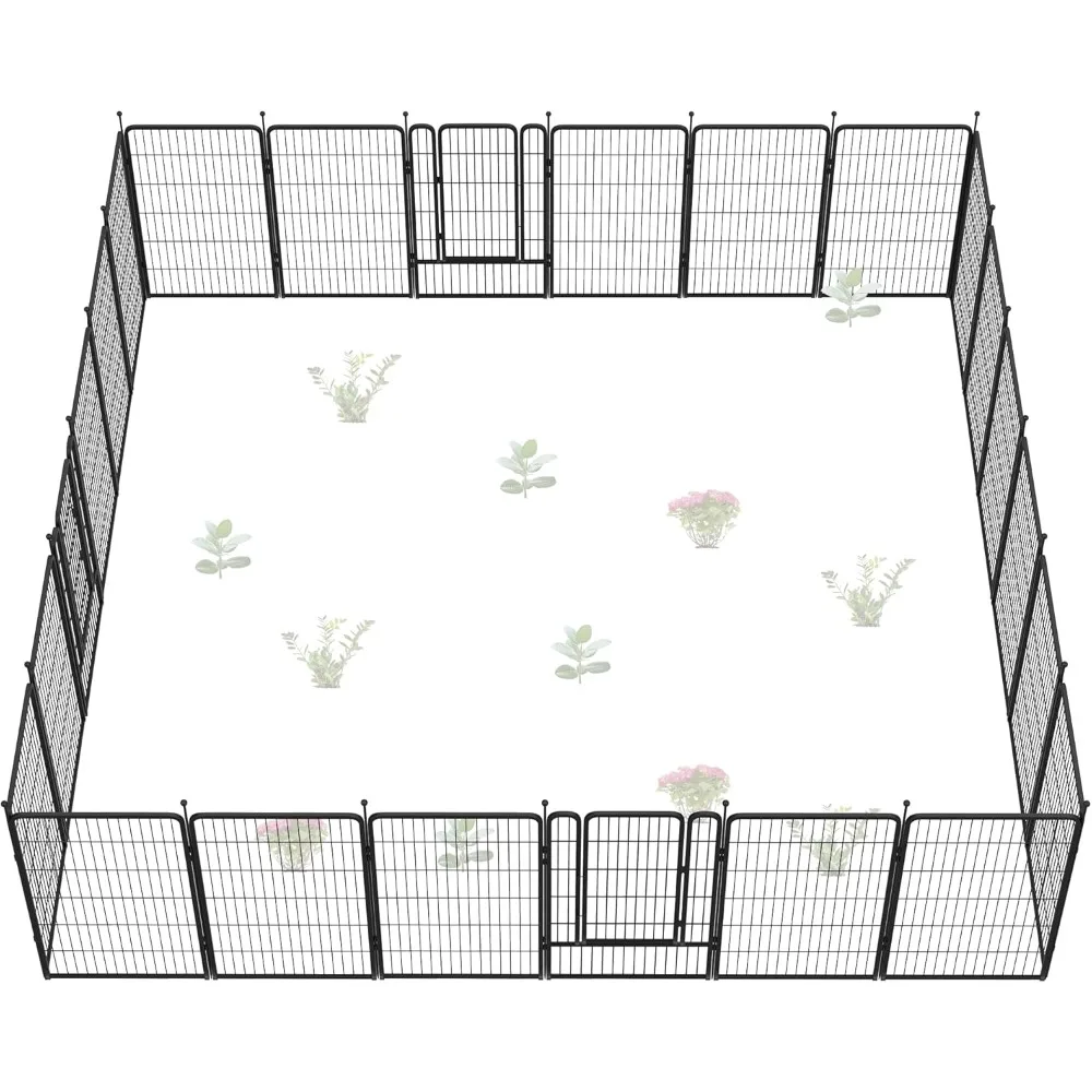 

Outdoor decoration dog fence in the courtyard - heavy-duty metal animal fence for dogs and rabbits, easy to install, 24 panels