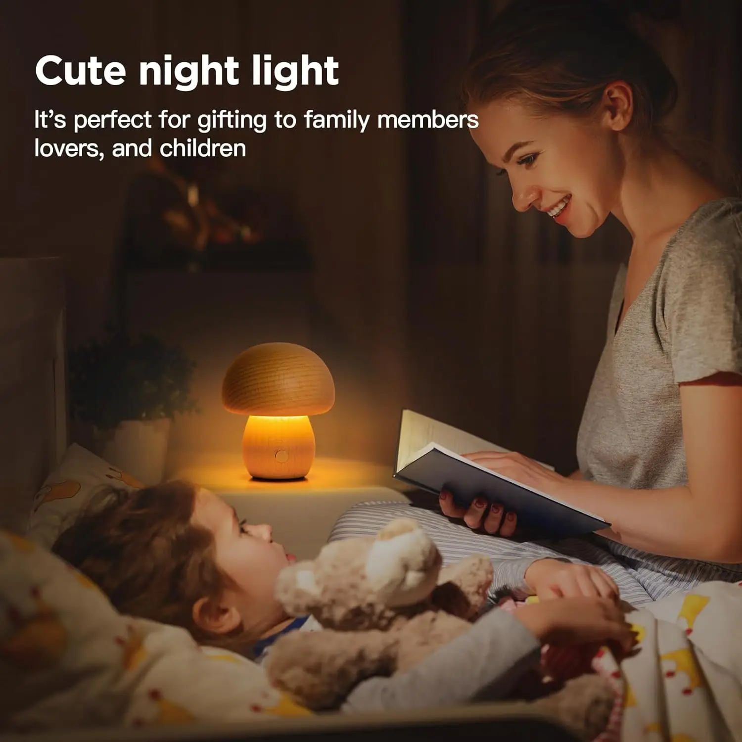 Rechargeable Mushroom Night Light, Dimmable Touch Control Desk Lamp, Creative Mushroom Desk Light for Home Bedroom Bedside Light
