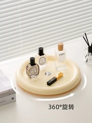 Epeiushome Rotatable Desktop Tray Nordic Solid Color Bedroom Storage Box Cosmetic Dressing Table Aromatherapy Tray