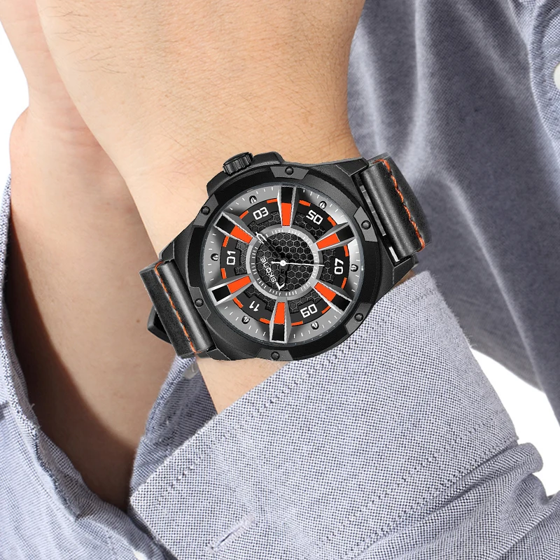 SKONE Orologio al quarzo da uomo con quadrante grande, sportivo, alla moda, alla moda, in stile europeo e americano, colori contrastanti