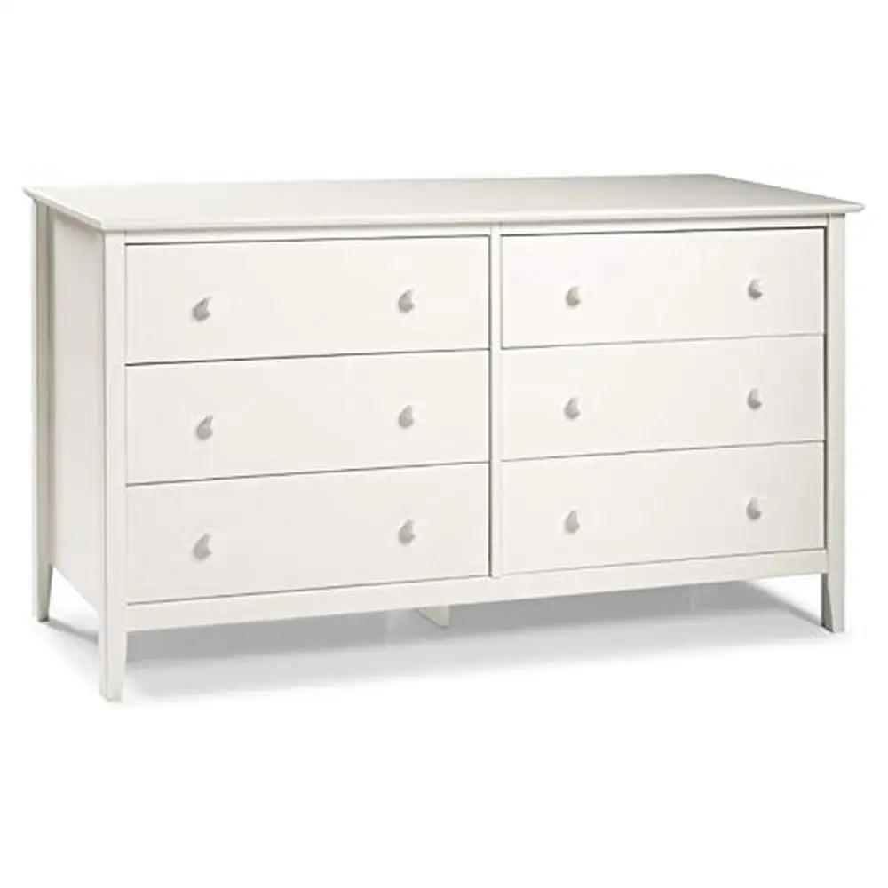 6-Drawer Dresser White Dove Gray Pine Veneers Wooden Knobs Classic Finish Durable Lightweight Safety Standards Easy Assembly