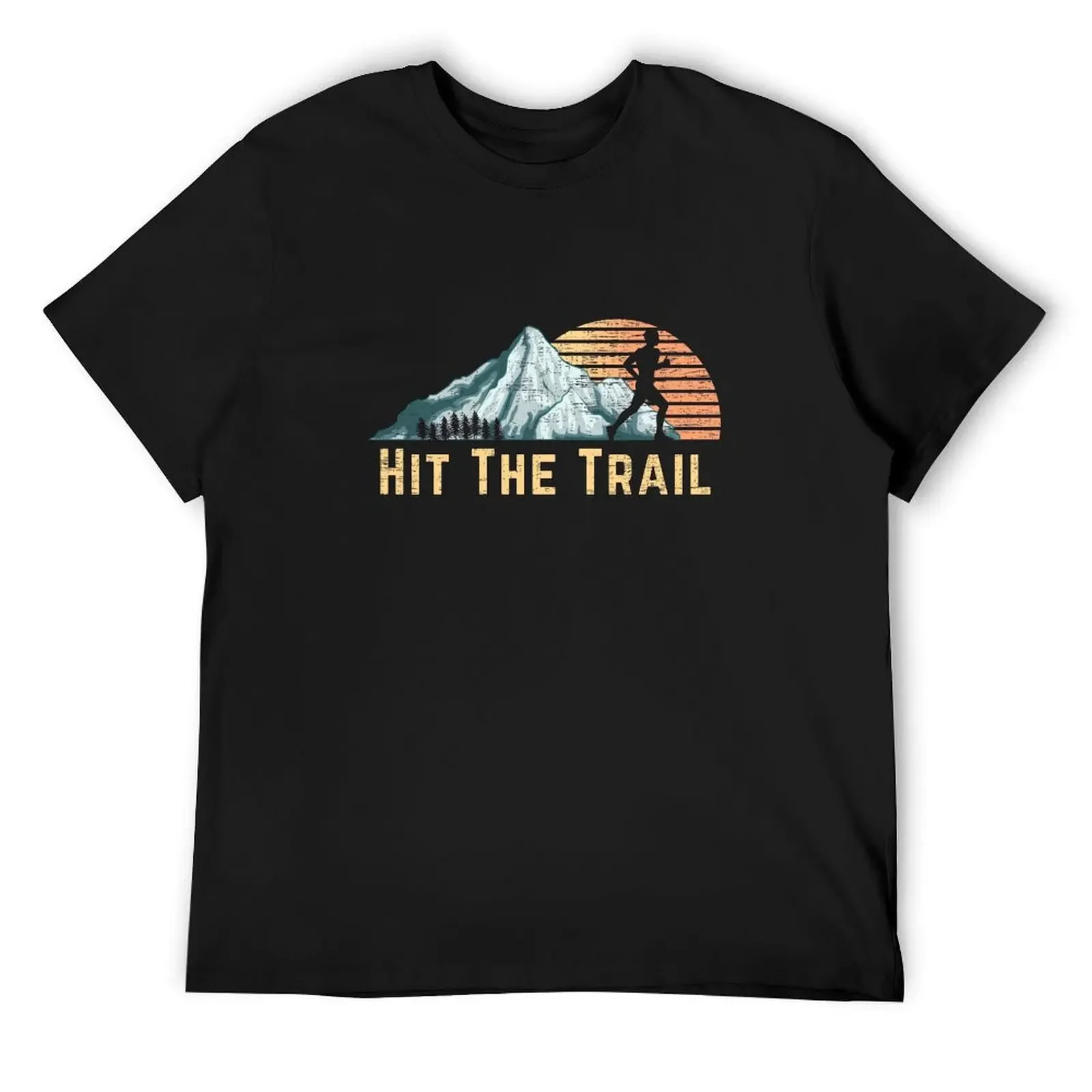 Hit The Trail Vintage Mountain Runner Retro Trail Running T-Shirt anime figures anime stuff customizeds oversized t shirt men