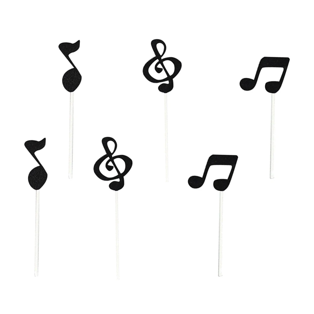 

18pcs Music Note Cake Toppers Black Symbol Decorations for Cupcakes Party Wedding Birthday Garden Events Safe Durable Reusable