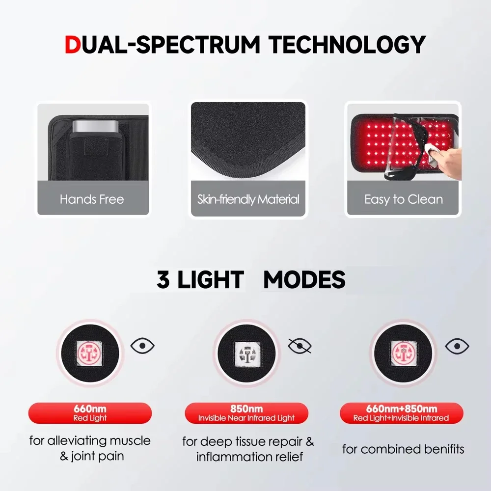 حزام العلاج بالضوء الأحمر 60 المصابيح 660nm الضوء الأحمر الأشعة تحت الحمراء 850nm التفاف آلة التخسيس الخصر وسادة حرارية لجع العضلات العناية بالبشرة