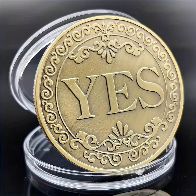 Diameter 40mm Coin YES or NO Make Decision Commemorative Badge Double Sided Embossed Plating Collection Collect Coins Charm