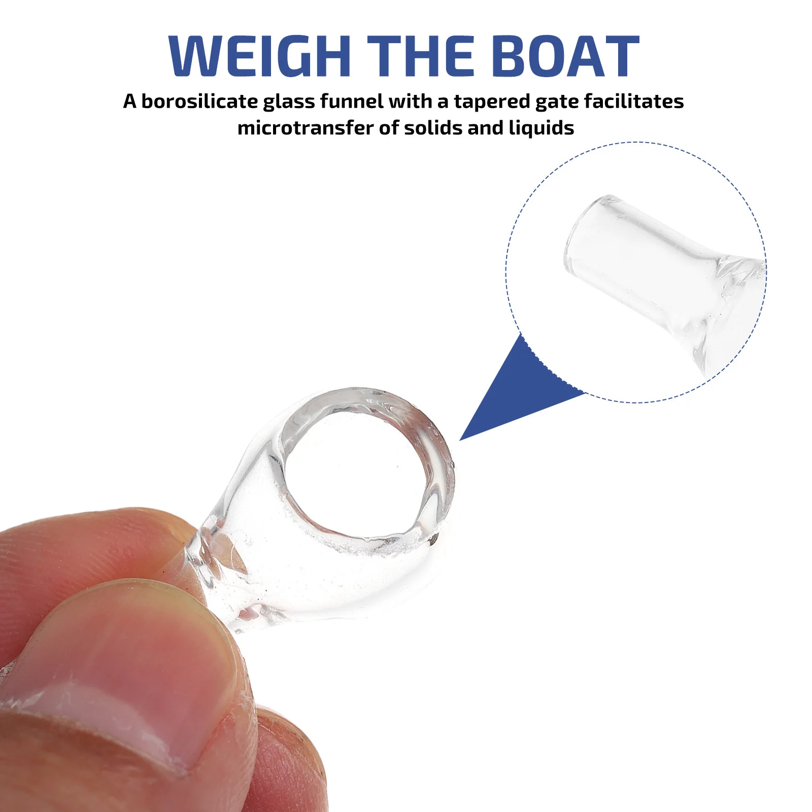 Botella de pesaje de vidrio de laboratorio, embudo transparente, tubo de cuello, juego de embudo de pesaje de vidrio de borosilicato duradero, 2 uds.