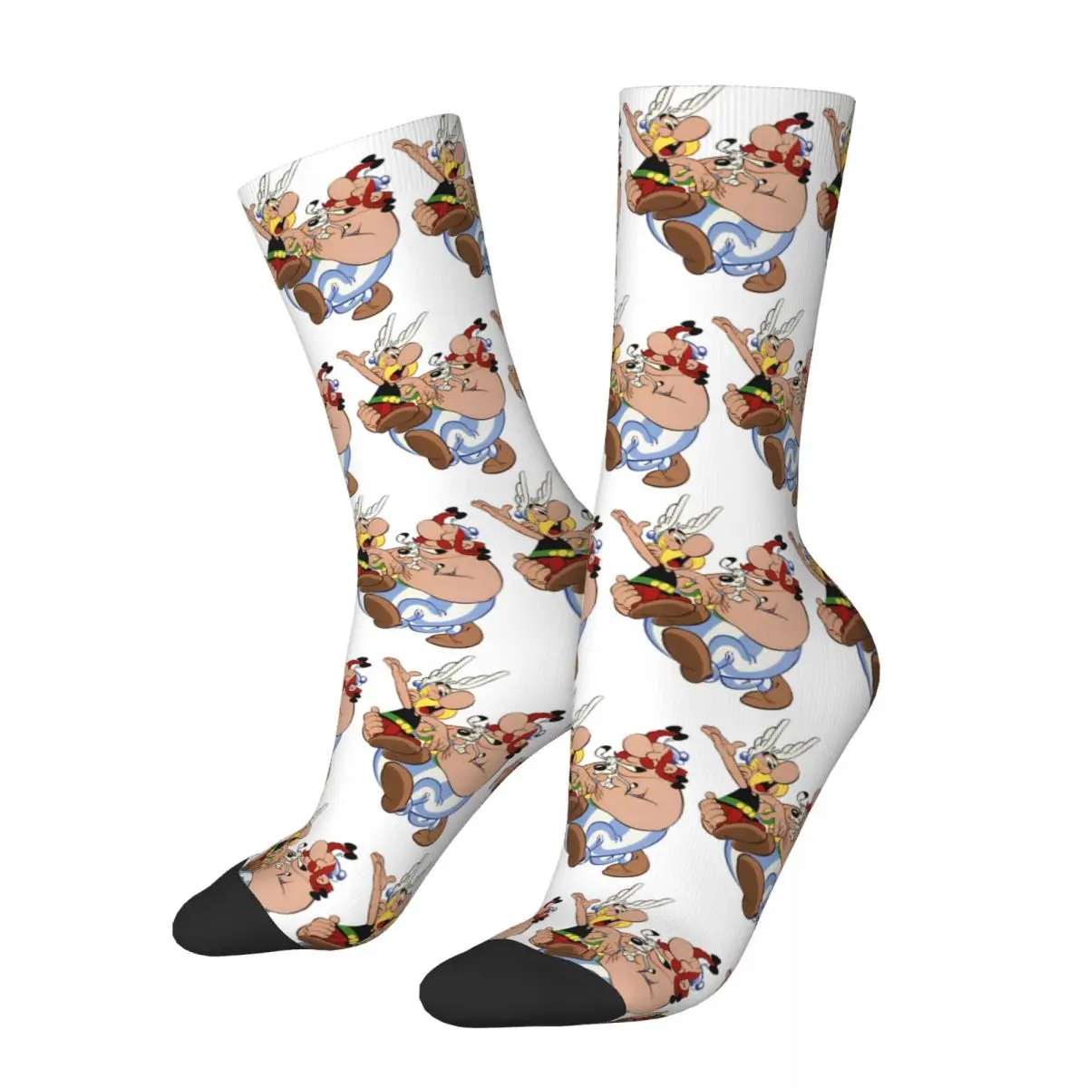 Autumn Winter Retro Unisex The Gauls Socks Funny Cartoon Asterix And Obelix Sweat Absorbing Soccer Socks