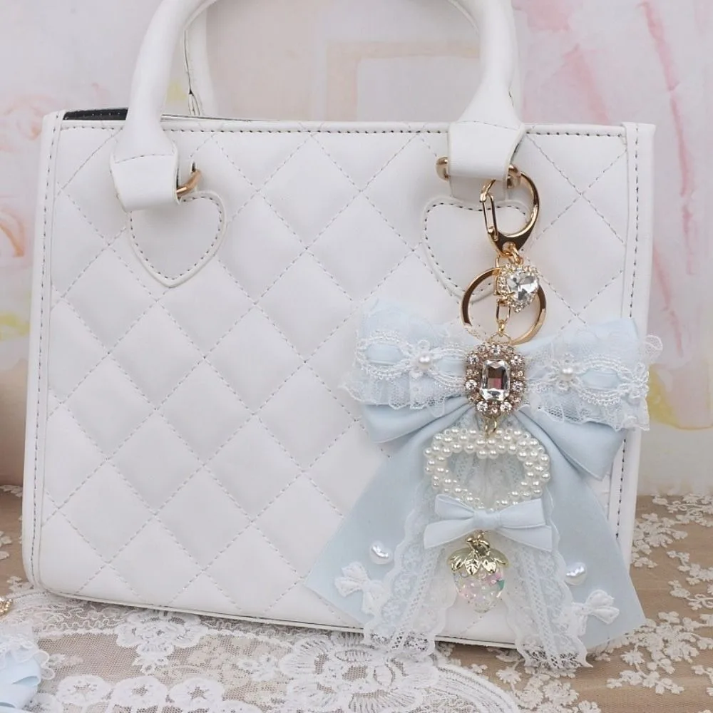 

Fashion Lace Bow Keychain Heart-shaped Handmade Key Chain Creative Exquisite Ita-Bag Decoration Bag Pendant
