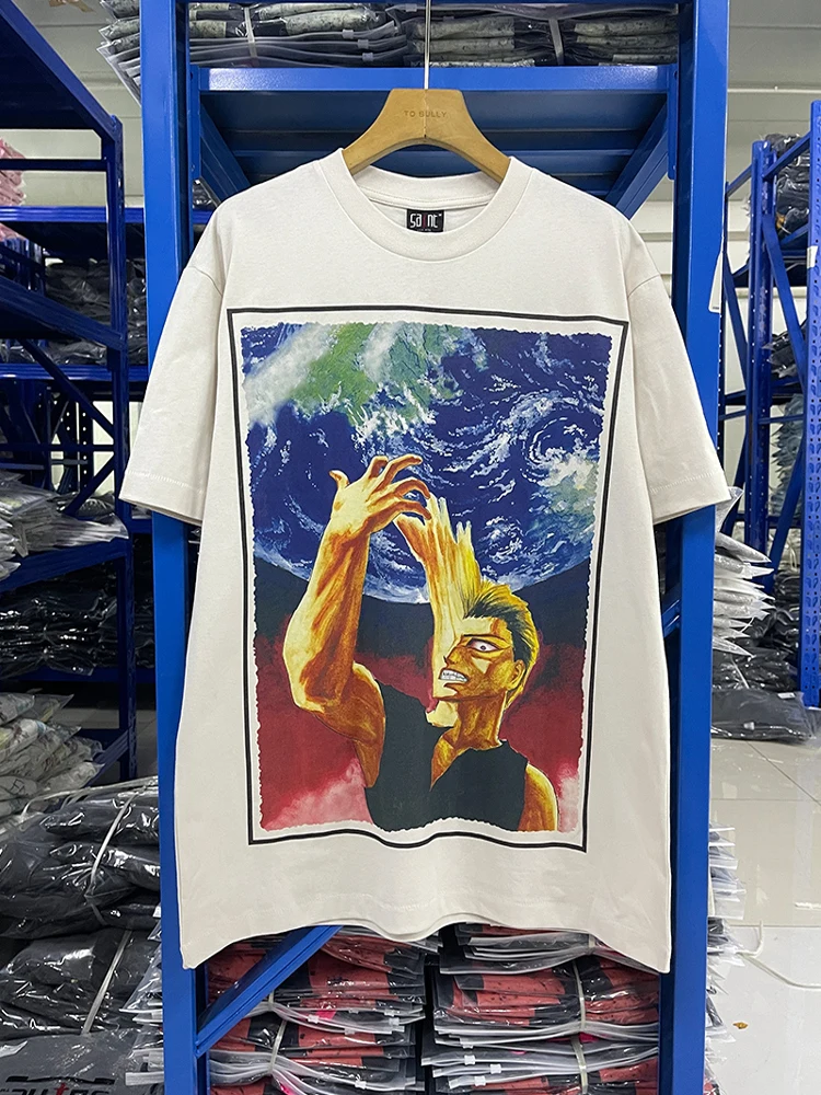 

Свободная круглая футболка Ne ort Sve мужская Faion 25SS «Паразит» с узором и принтом в Корейском стиле, весенний молодежный тренд
