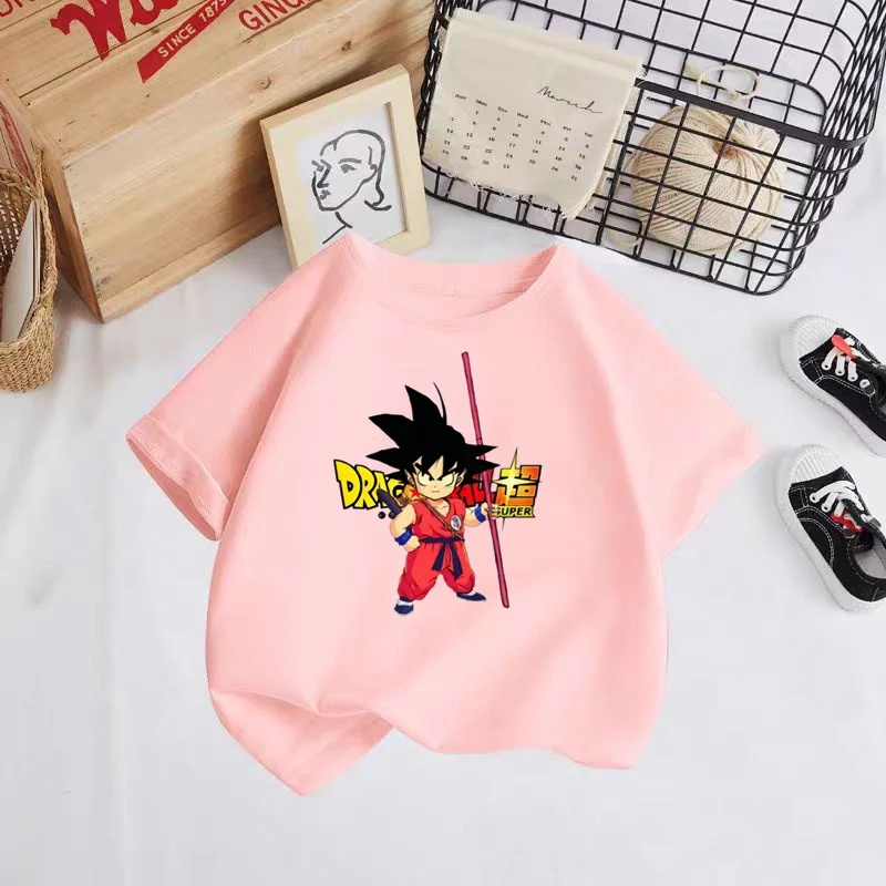 Girl Clothes 2024 Summer 2 to 12 Year Children\'s Clothing Goku Dragonball Boys Couple T-shirt Top Mother Kids