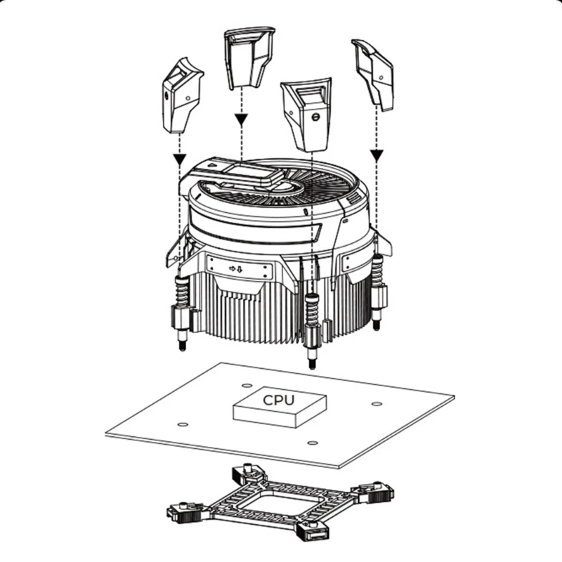 W90 CPU-koelventilator met temperatuurweergave en ARGB-verlichtingsventilator 90 mm Dropship