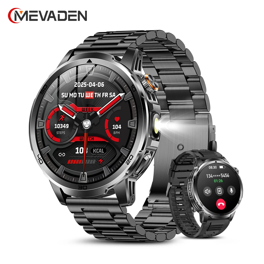 

MEVADEN 1.85" Large Screen Outdoor Sports Smart Watch Bluetooth Call LED Flashlight 1000mAh Health Monitor Smartwatch MD60