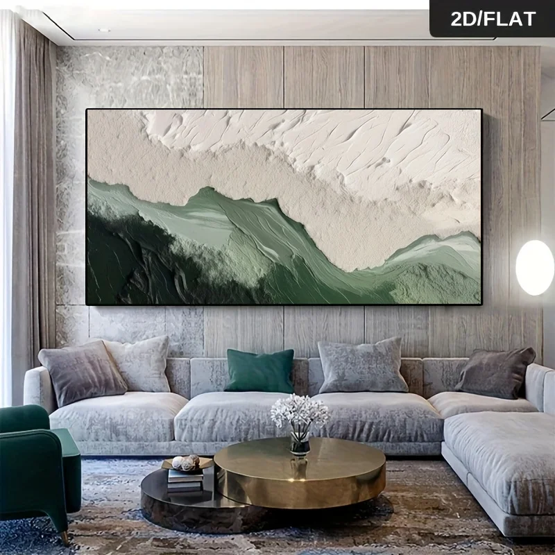 Frameless Modern Abstract Green Texture Print Art Wall Decor Canvas Painting Minimalist Style Posters