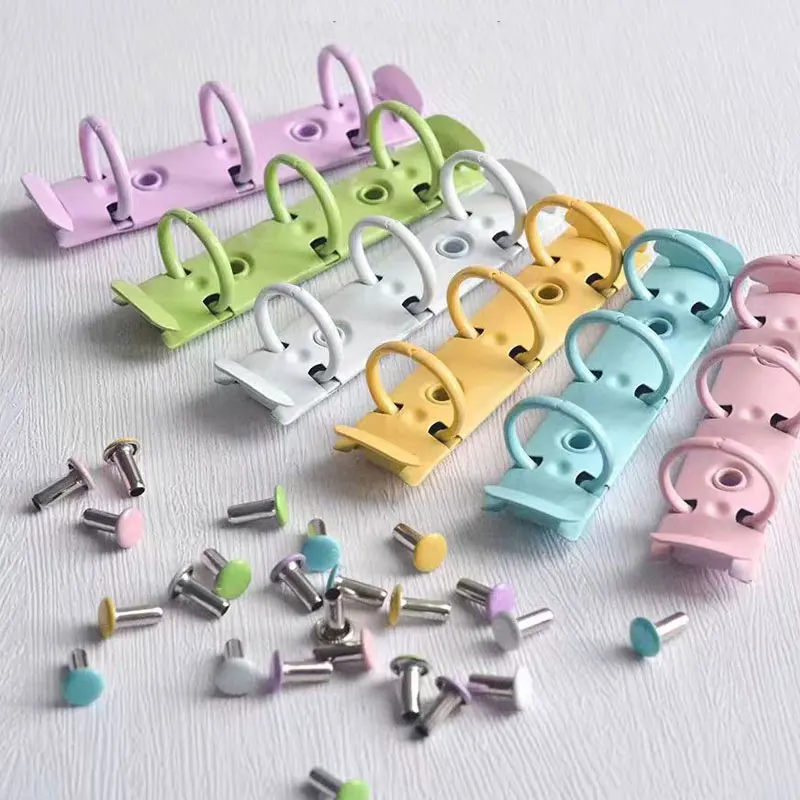 5pcs Colored Metal Loose Leaf 3 Hole Binding Clip Spiral Binder File Folder DIY Diary Clips Ring For A8 Mini Office Stationery