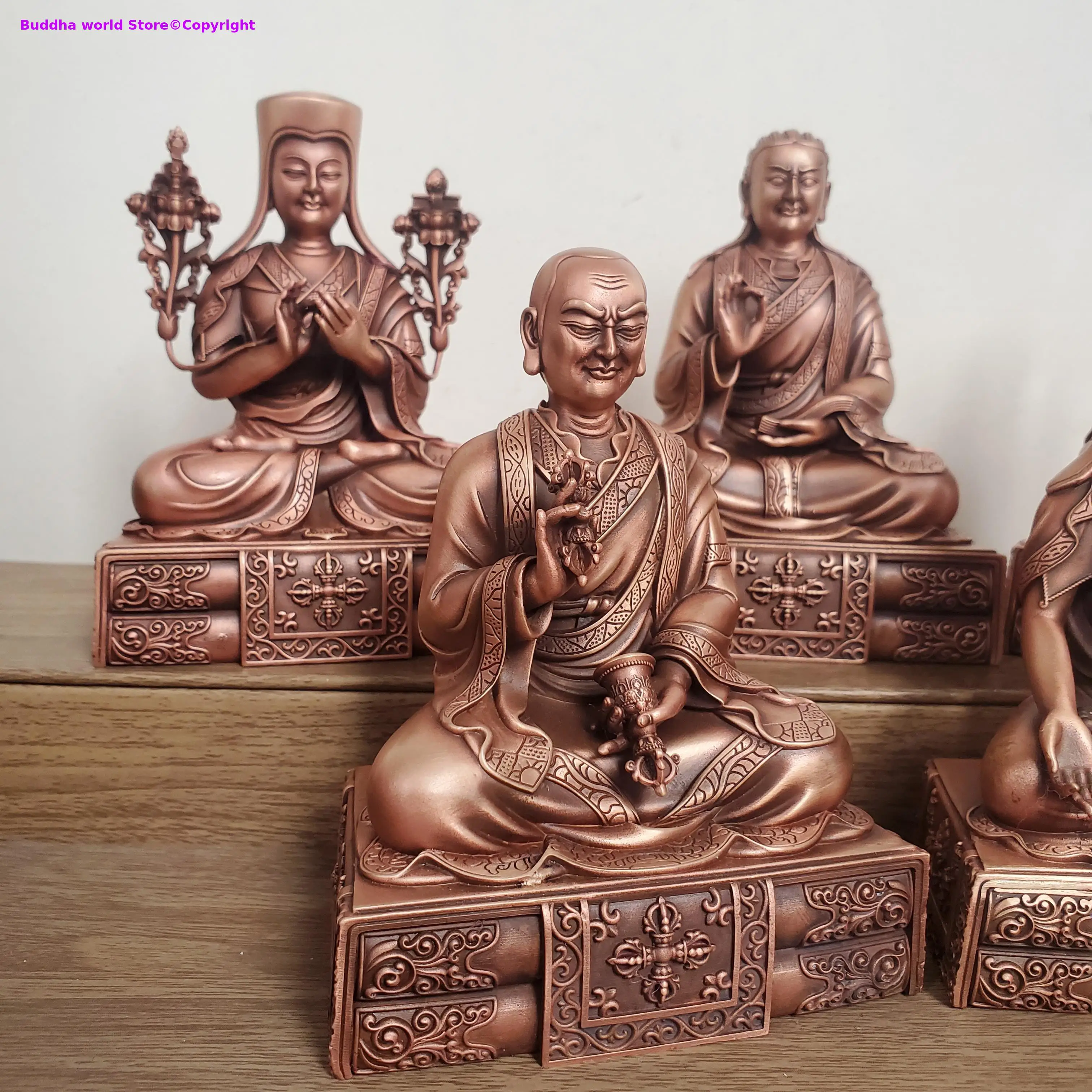 5P Rare Buddhism Sakyapa Five Famous religious Master Boutique Holy Buddha copper statue Buddhist lama monk worship offering