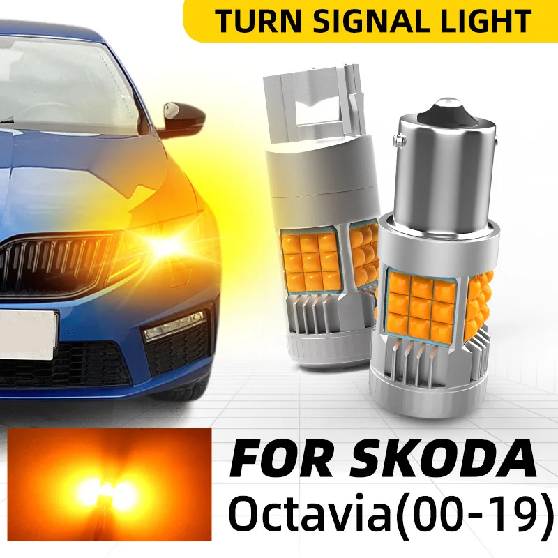 

2pcs Car LED Turn Signal Lights Bulbs Front/Rear Direction Indicator For Skoda Octavia MK1/2/3 1U 1Z 5E 2004 2006 2012 2015 2016