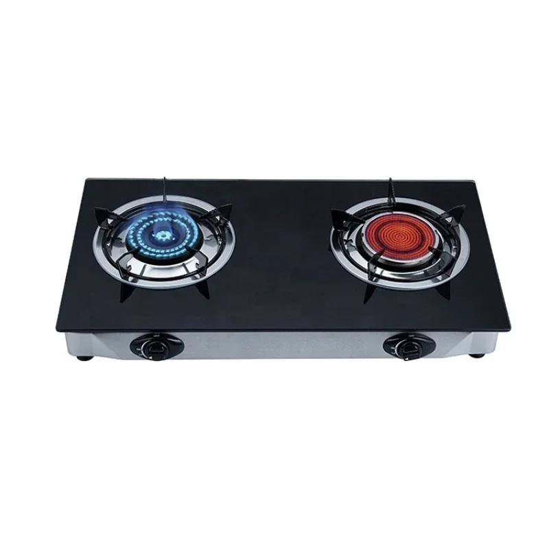 Top Cooktop 2 Burner Cooker Gas Stove Tempered Glass Black Quantity Element Ceramic Power Surface Packing Air