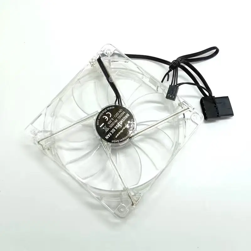 Blue LED Light Light-emitting Fan 0.25a 12cm Chassis Cooling Fan Ultra-quiet Transparent Computer Case  3 Lines Plastic