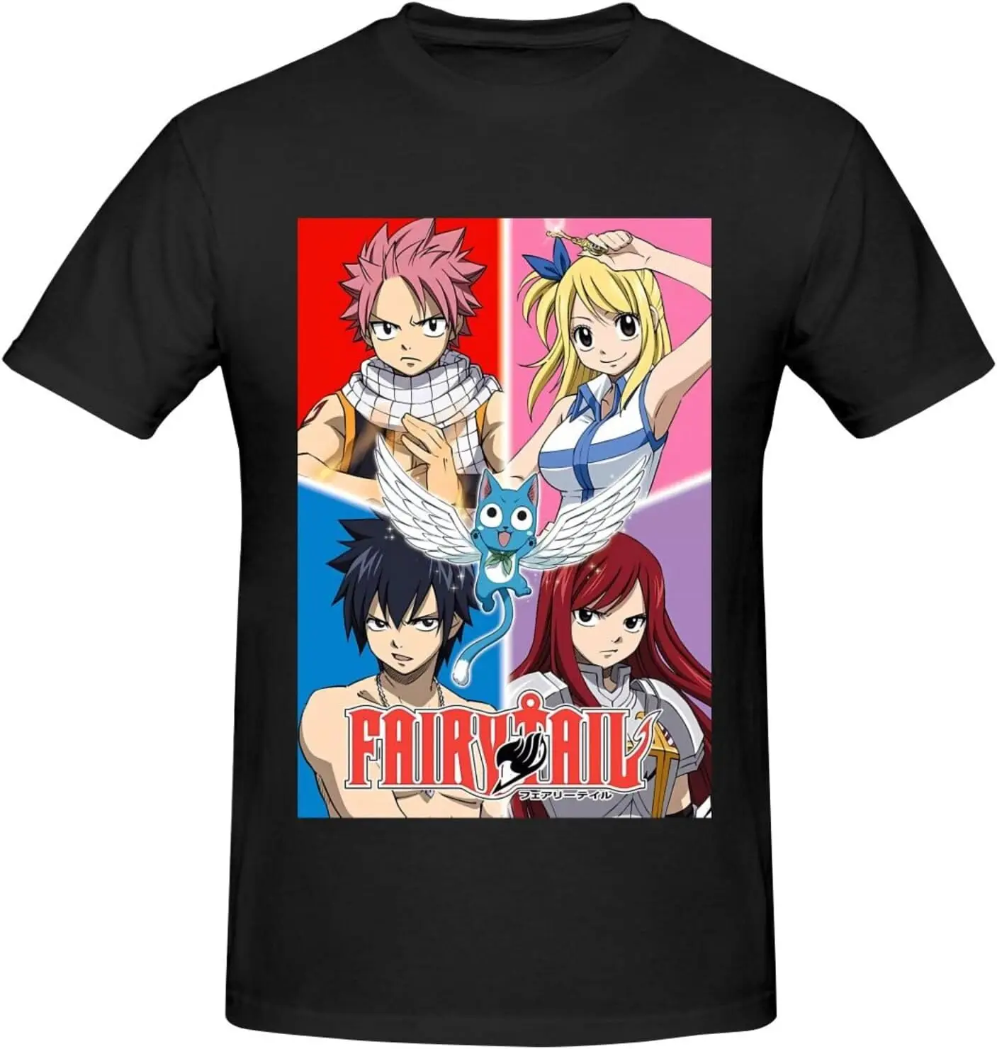 

Fairy Anime Tail Shirt Men's Breathable Custom Cotton Short Sleeve Tshirt Fashion Casual Tops Tees Black