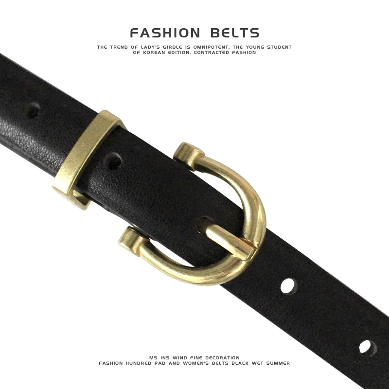 Ceinture en cuir pour femmes, mode coréenne, simple, fine, environnement, broche en alliage, ceinture de jeans rétro, ceinture de créateur, haute