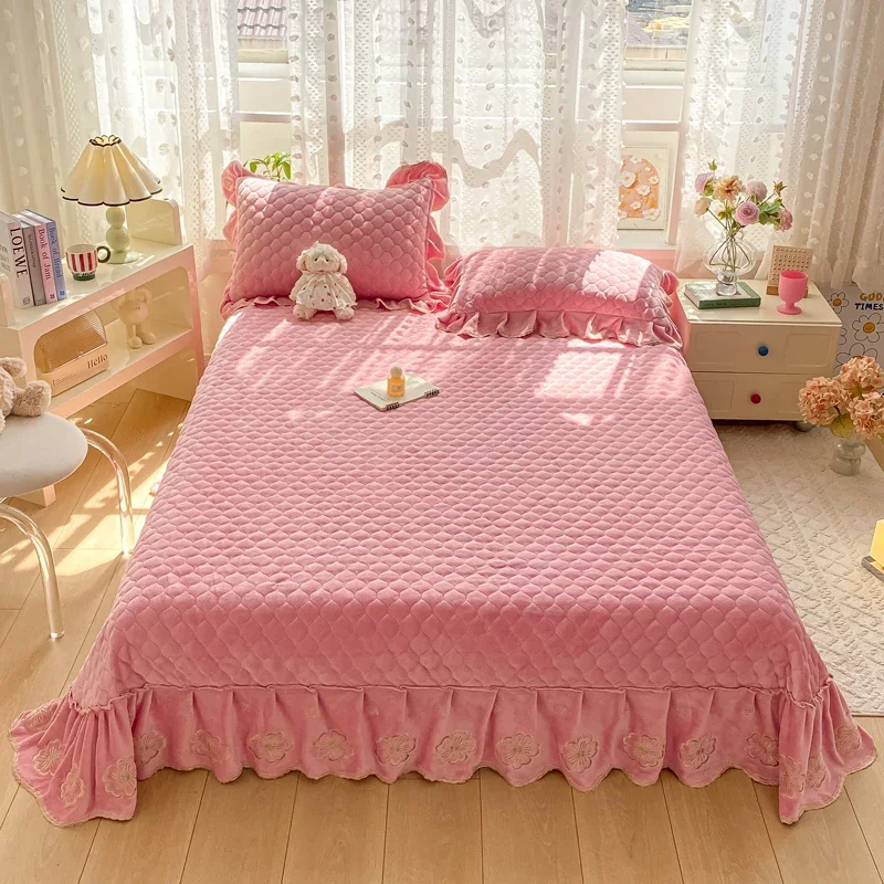 2024 New Class A High Gram Milk Fleece Embroidered Bed Cover Monet Garden Series Single Product Bed Cover