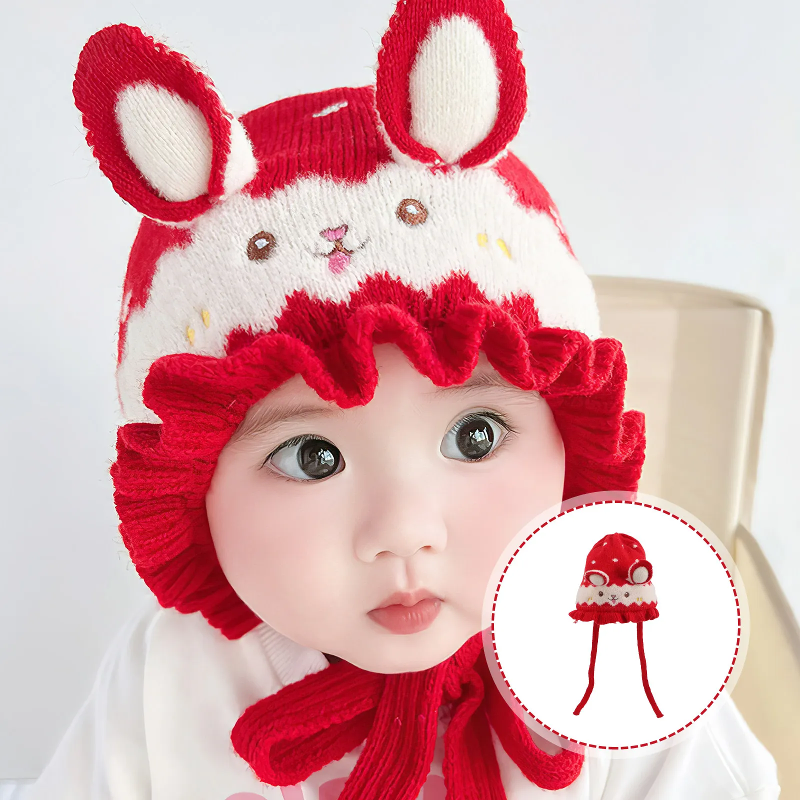 

Очаровательная вязаная зимняя шапка с мультяшным рисунком для малышей, теплая, ветрозащитная, с защитой ушей, для повседневного использования