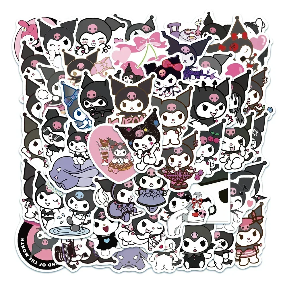 50pcs Kawaii Kuromi Stickers Mixed Sanrio Graffiti Decals Skateboard Guitar Suitcase Freezer Motorcycle Waterproof Anime Sticker