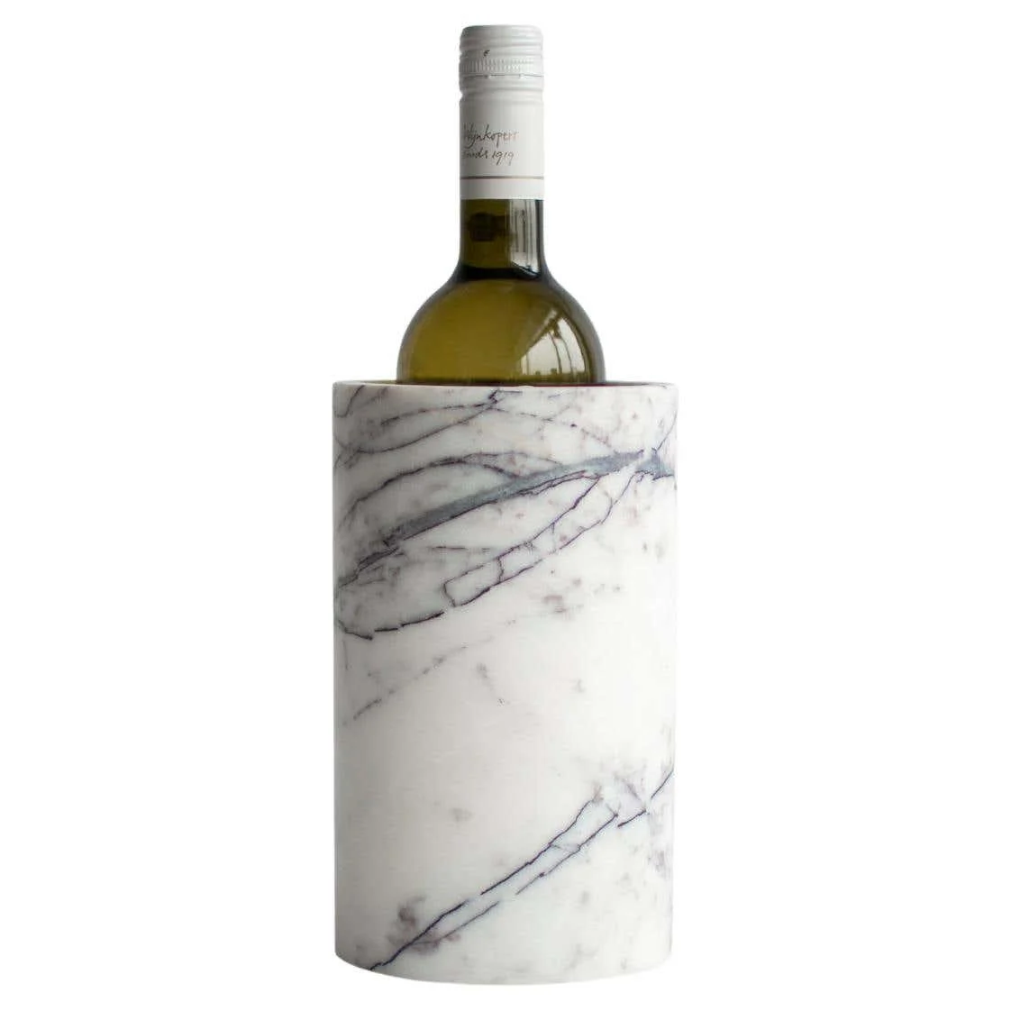 Europe Style Eco-friendly Marble Wine Cooler Bucket and Holder with White Lilac Finish for Party Use