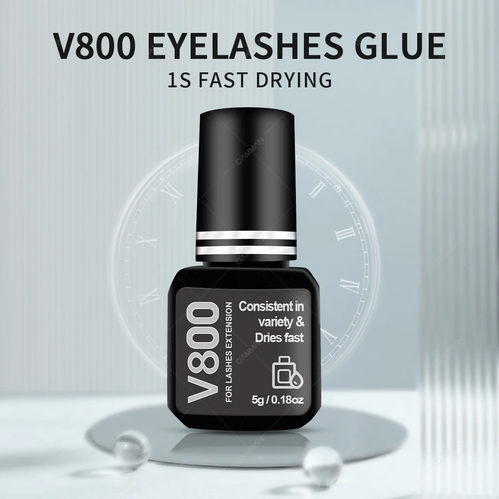 

2Bottles 10ML V800 Lashes Glue Eyelash Grafting Extenxions Adhesive Black 1s Quickly Drying Professional Lash Adhesive For Salon