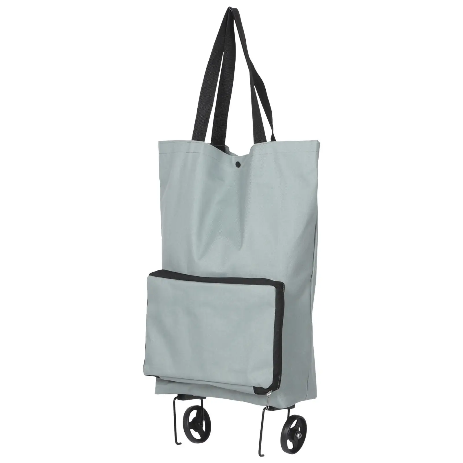 

Portable Shopping Trolley Bag Foldable Storage PVC Wheels Grey Wheel Grocery Cart Bag Travel Daily Use Large Capacity